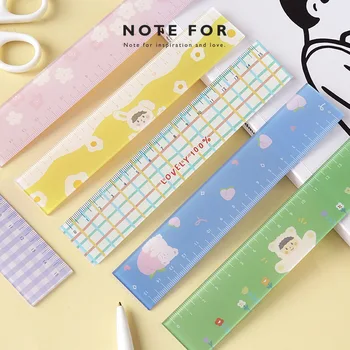 

Cute Flower Peach School Ruler Kawaii Girl Drawing Sewing Ruler Korean Stationery Office School Accessories