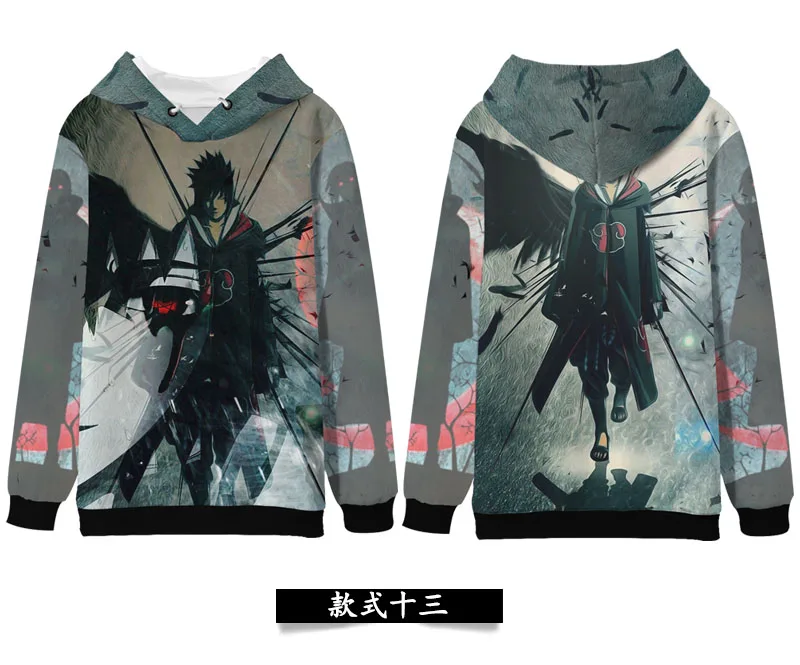 Anime Hoodie NARUTO Uzumaki Uchiha Sasuke Hatake Winter Hooded Sweatshirt Full Color Pullover Couple Women Men Sportswear Coat - Color: Winter 13