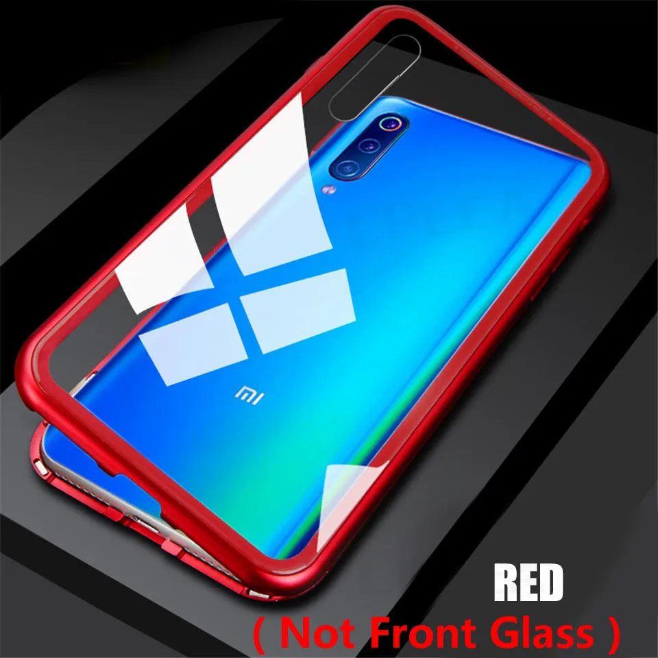 Магнитный металлический адсорбционный чехол для телефона Xiaomi Redmi Mi 9 Lite 9T Pro 9 SE Задняя стеклянная крышка для Xiaomi Mi A3 Lite CC9E Fashion - Цвет: Red