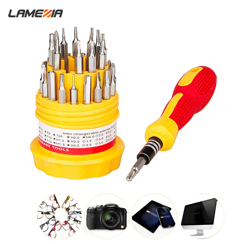 LAMEZIA 31 In 1 Precision Screwdriver Set Slotted Phillips Screw Driver Torx Hex Repair Tools For Phone Computer Camera