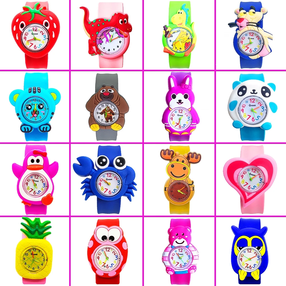 Reloj de pulsera Slap para niños y niñas, cronógrafo con 27 estilos de tiempo de aprendizaje, regalo de Navidad
