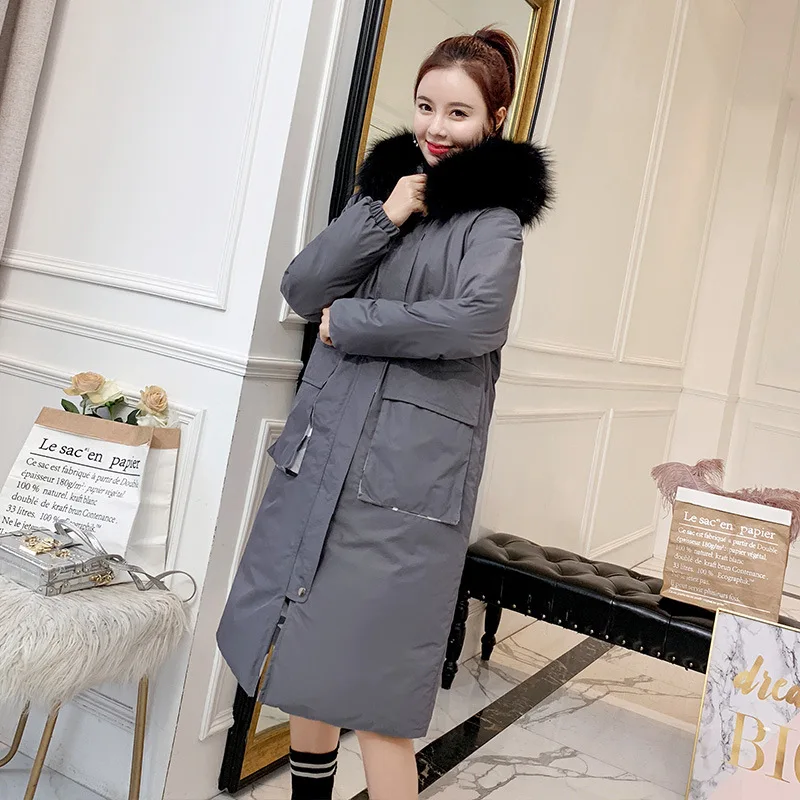 

2018 Winter Fashion Comfortable Simple Cool Solid Color Mid-length Long Sleeve Cotton-padded Clothes