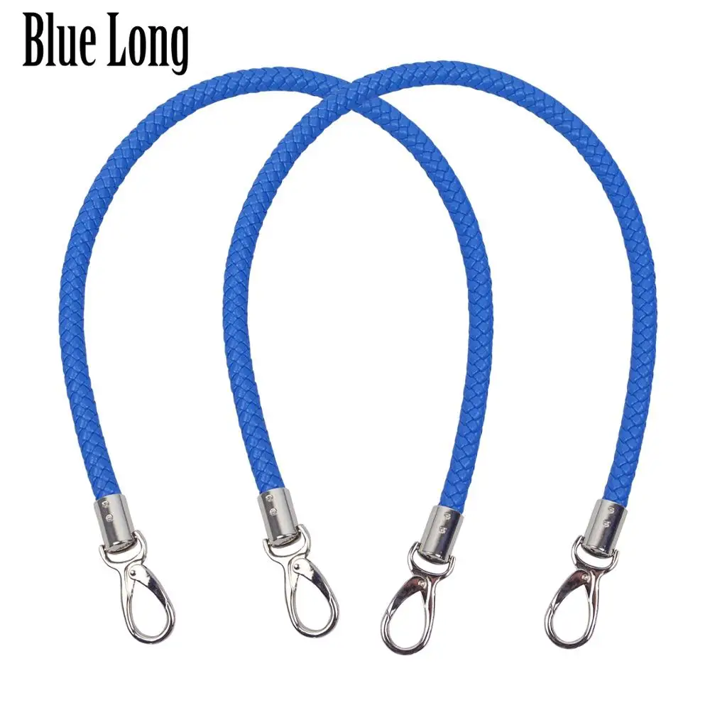 blue long Новинка, huntfun, 1 пара длинных коротких ремней для мини-Сумки С О-образным карманом, женская сумка с ручками, кожаные ручки для OBag, корзина с Луной - Цвет: blue long