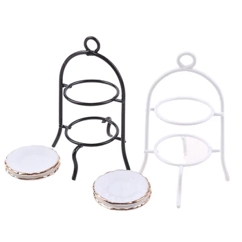 

3pcs/Set 1/12 Dollhouse Miniature Furniture White Cake Stand Dish Kitchen Tableware Room Decor DIY Toys for Baby Kids