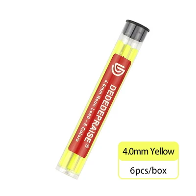 Yellow-6pcs ROMA/DEDEDEPRAISE металлическая Автоматическая/Механическая угольная ручка толщиной 4,0 ММ, сменный цвет/свинец/ядро, неоновый свинец, 6 цветов, стираемый рисунок - Цвет: Yellow-6pcs