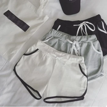 

2020 Women Simple Splice Lace Up Straight Shorts Elastic Casual Summer Shorts Ladies Fashion Beach High Waist Slim Shorts Female