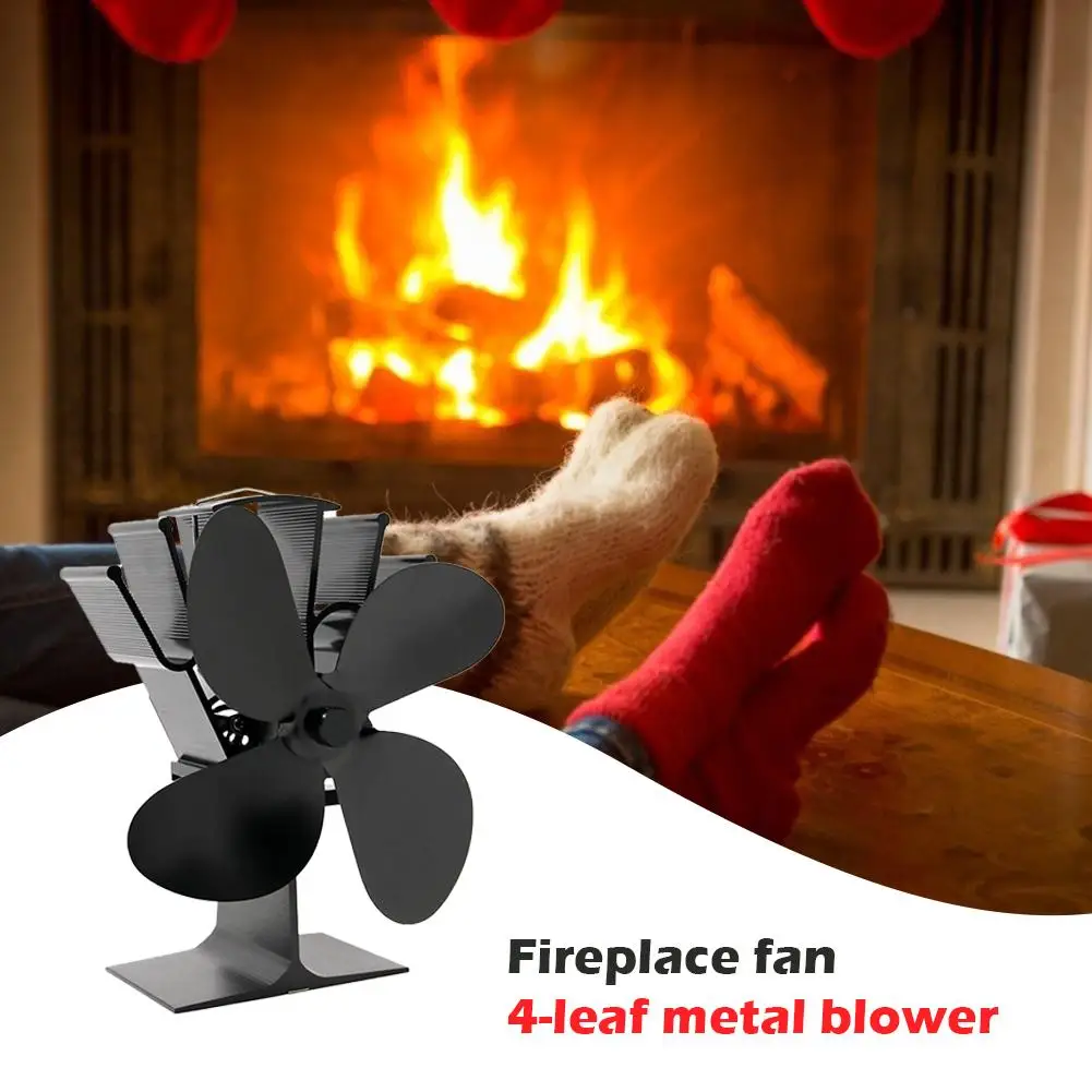 

4 Blades Aluminum Stove Fan Heat Powered Burner Low Noise Heat Distribution Fan Heat Sink Home Ventilation Device
