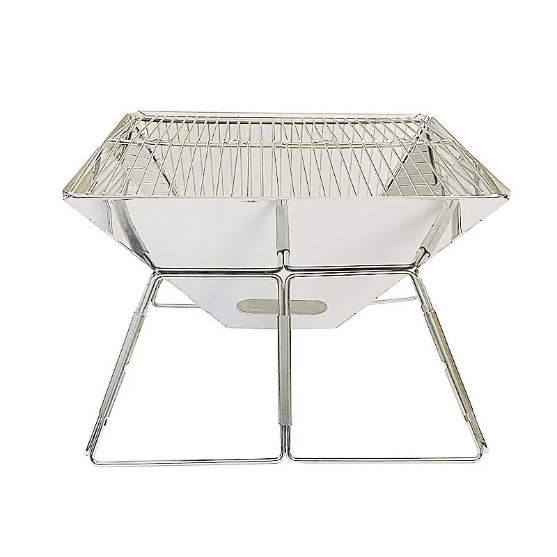 Square Wood Stove Outdoor Grill With Barbecue Bracket Grilled Net Carbon Net Storage Bag
