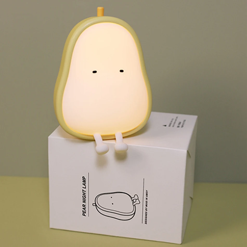 LED Pear-shaped Fruit Night Light USB Rechargeable Dimming Table Lamp Bedroom Bedside Decoration Silicone Light Kid Gift potato night light