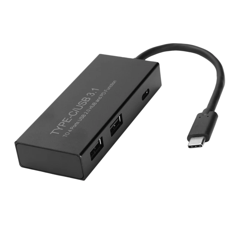 Usb type C/USB 3,1 до 4 портов USB 2,0 концентратор с Pd разделитель функций кабель-переходник для зарядки для Macbook Air/Pro 13/15 - Цвет: Black