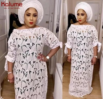 

Kalume Pure White African Guipure Cord Lace Fabric Embroidery Nigerian Water Soluble Cord Lace Fabric Stones For Wedding F2026