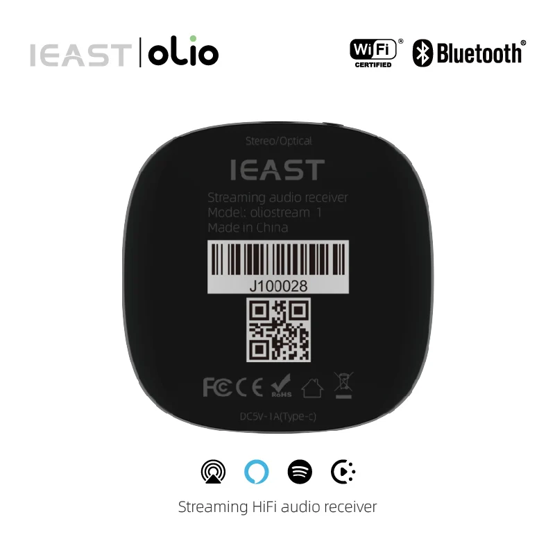 Audio Streamer Receiver IEAST Olio WiFi 2.4G/5G& Bluetooth Receiver 5.0 Wireless Auido Multiroom Airplay 2 Music Streamer Within Tidal Connect