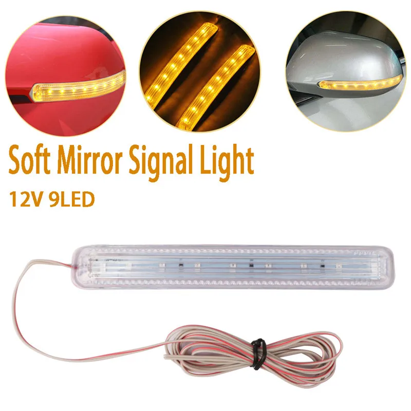 New LED Car Turn Signal Light Auto Rearview Mirror Indicator Lamp Soft Flashing FPC Universal Yellow 9 SMD Amber Source | Автомобили и