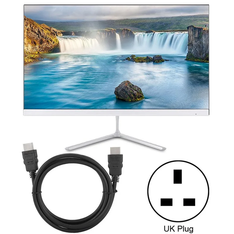 UK Plug 23,8 дюймов 1920*1080 игровой телевизор HD монитор HDMI VGA компьютерный экран дисплей 16:9 светодиодный полноэкранный экран для просмотра фильмов - Цвет: UK Plug
