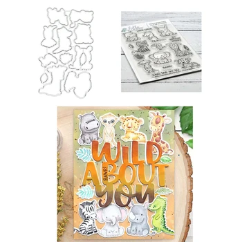 

Wild Zoo Metal Cutting Dies and Clear Stamps Stencils for DIY Scrapbooking Album Stamp Paper Card Embossing