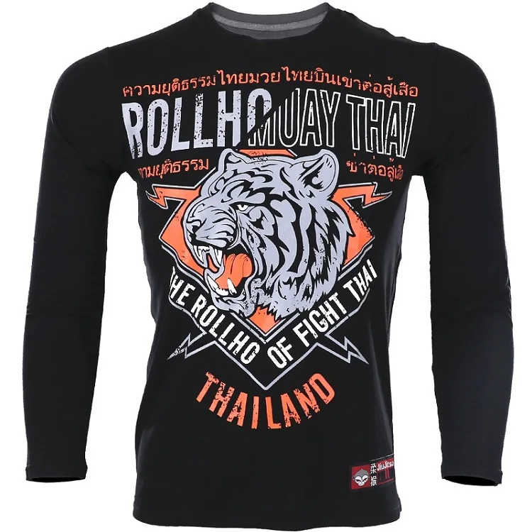 Фитнес Спортивный костюм MMA борьба рубашки с длинным рукавом футболки мужские боевые трикотажные изделия Тайгер Муай Тай беговые бои Тай боксерские шорты