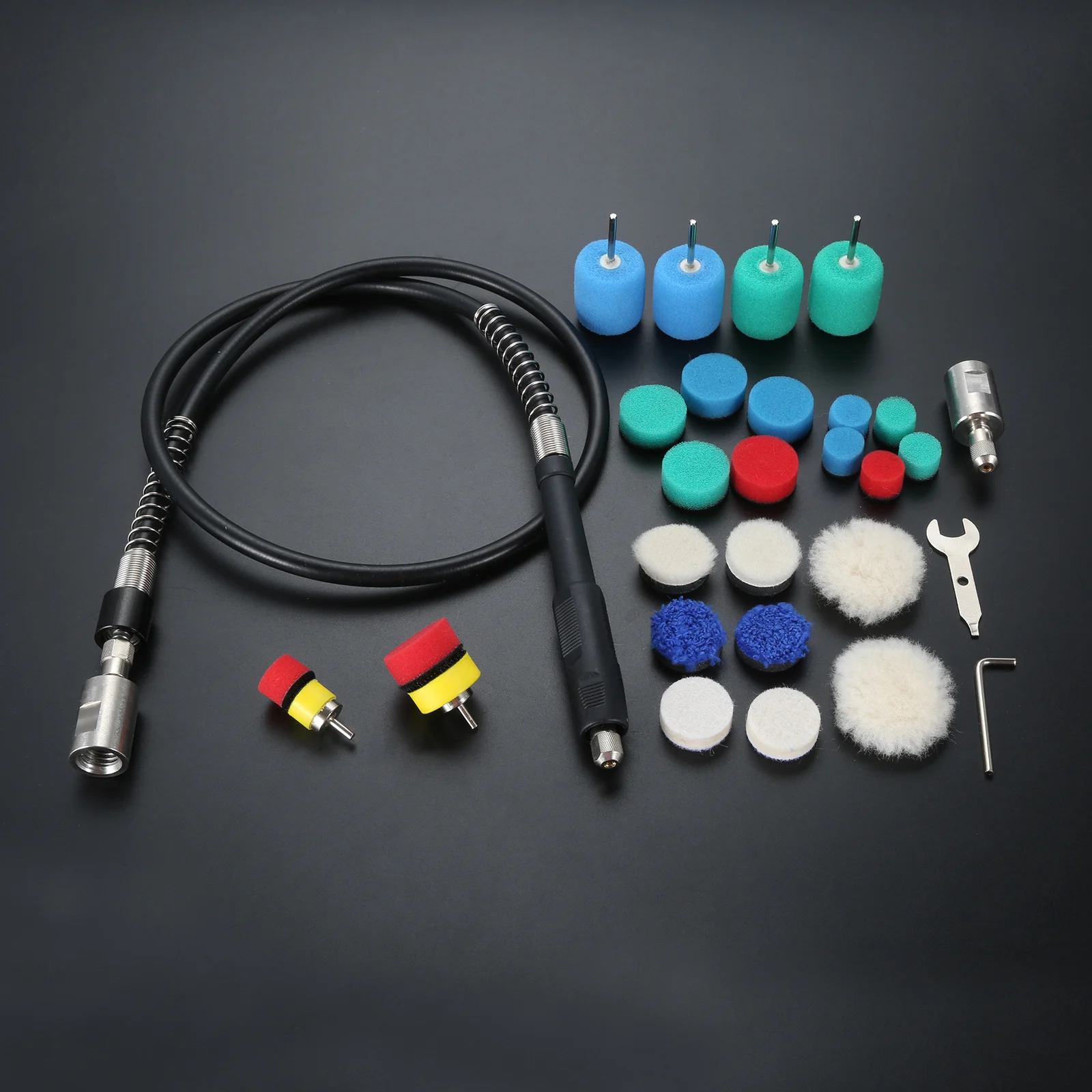 31 pcs/set Mini Detail Polisher Shaft Car Foam Drill Polishing Pad Kit with 5/8Inch&M14 Thread for Rotary Tool/Polishing Machine