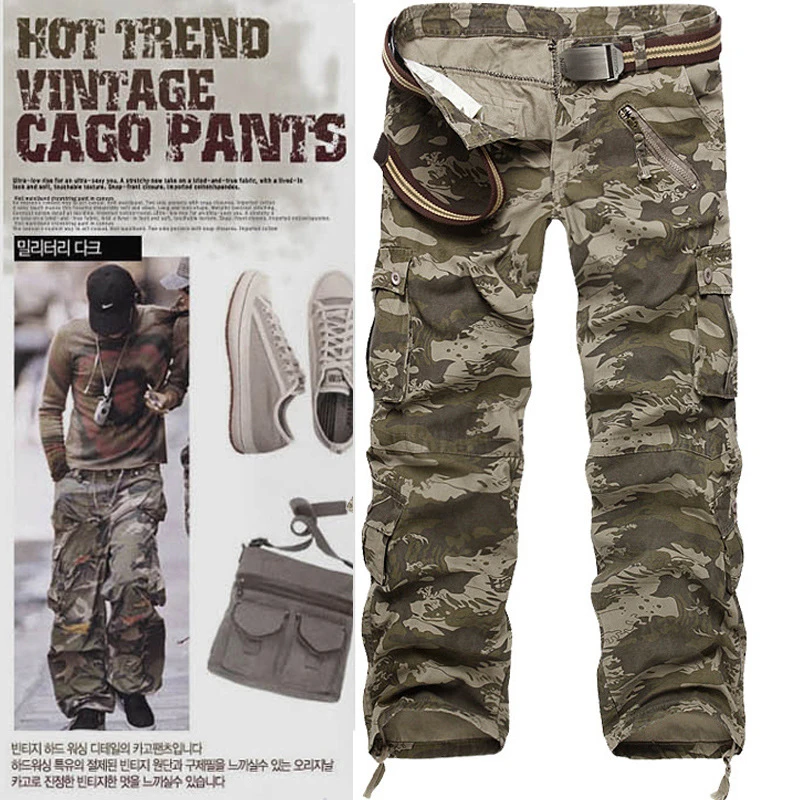 wrangler cargo pants MIXCUBIC tactical pants loose Multi-pocket washing 100% cotton army pants camouflage cargo pants men plus big size 28-40 black cargo pants mens