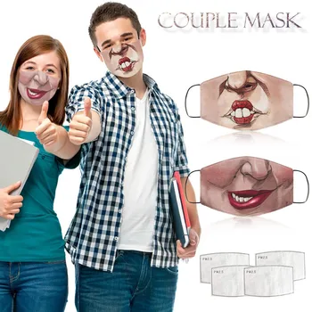 

Outdoor Adult Mask Unisex Printed Reusable Washable Dustproof Breathable Funny Face Mask For Nose Mouth Proteccion Mouth Shield