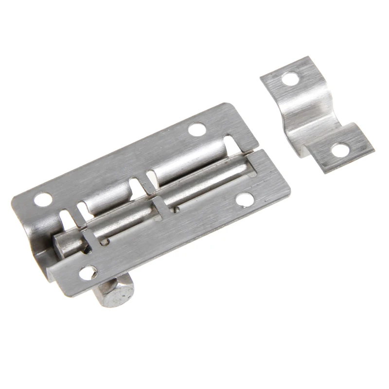 1 Pair Stainless Steel Door Lock Latch Slide Straight Barrel Bolt Clasp Set 2"