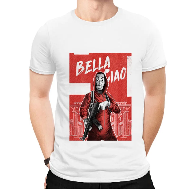 

2019 New Famous House of Paper Money Heist La Casa De Papel print T Shirt Short Sleeve T-shirt For Men Cotton Team Tee Shirt