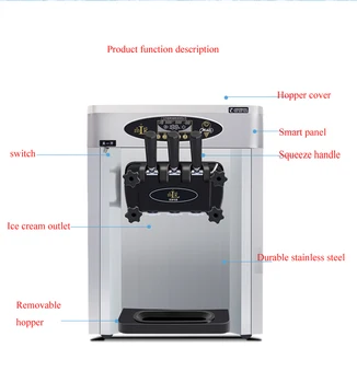 

25L/H support pizza cone system illigent automatic Soft ice cream machine commercial ice cream maker with airpump precool