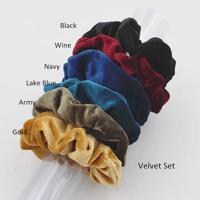6pcs/lot Fashion Women Girls Silky Satin Hair Scrunchies Solid Stretch Elastic Hair Tie Simple Elegant Rubber Band Ponytail Tie MIX5