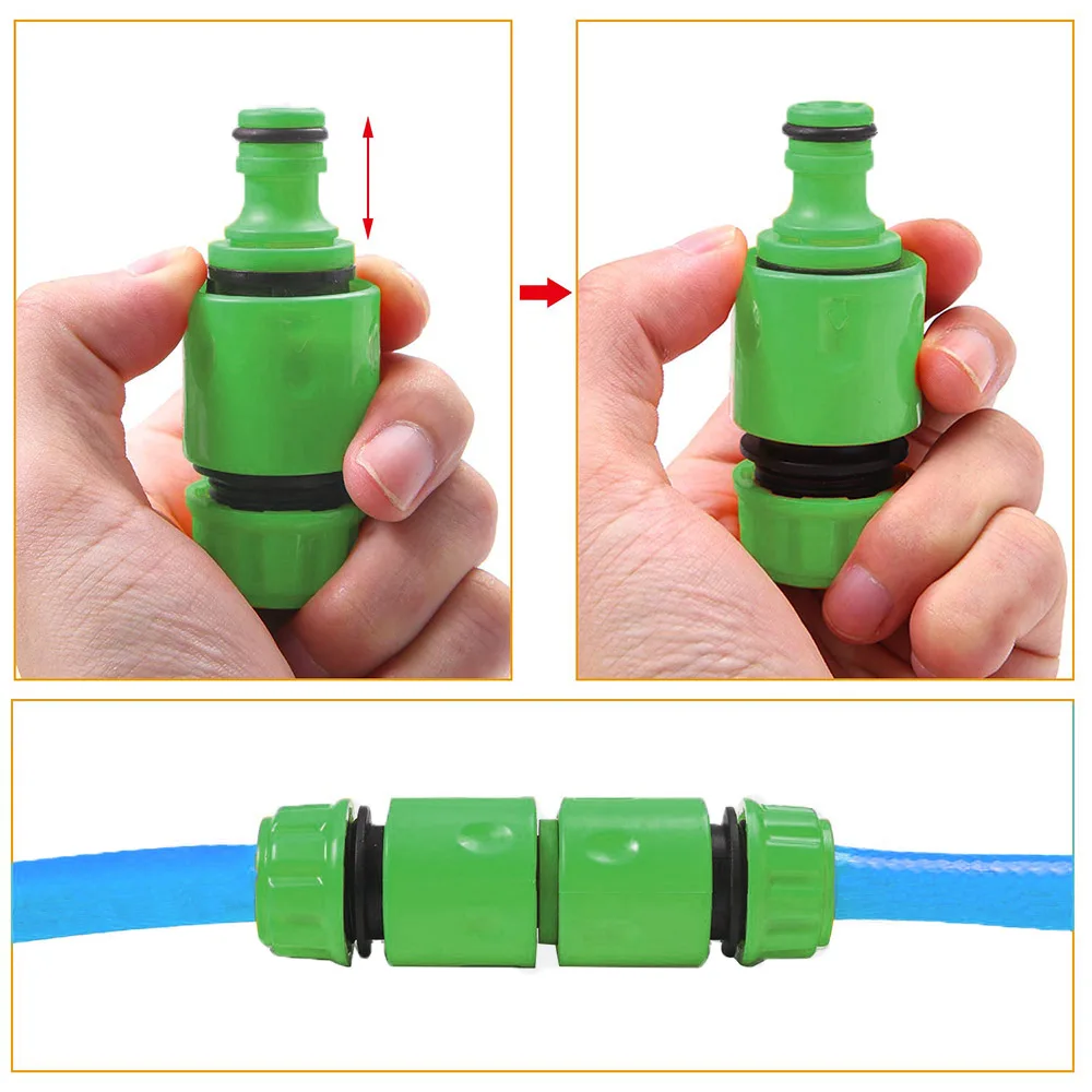 Gaart Bewässerungsschlauch ABS Schnellverbindung 1/2" Enn Duebel männlech Schlauchkupplung Joint Adapter Extender Set Fir Schlauchpipe Tube