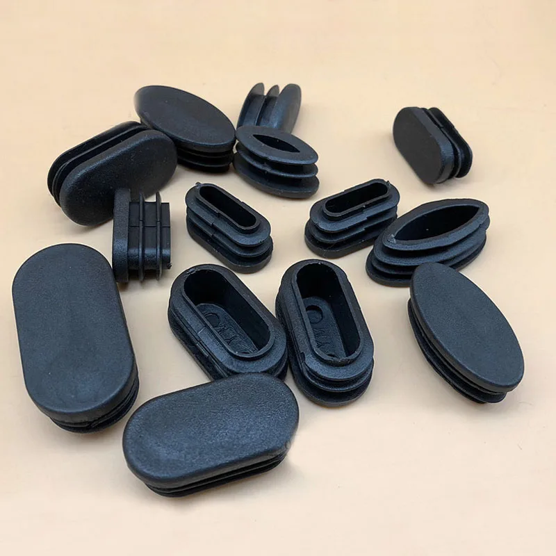 

40PCS Black Oval Plastic Blanking End Cap Tube Plug Inserts Pipe Box Chair Desk Furniture Noise Proctor Mat Covers Accessories