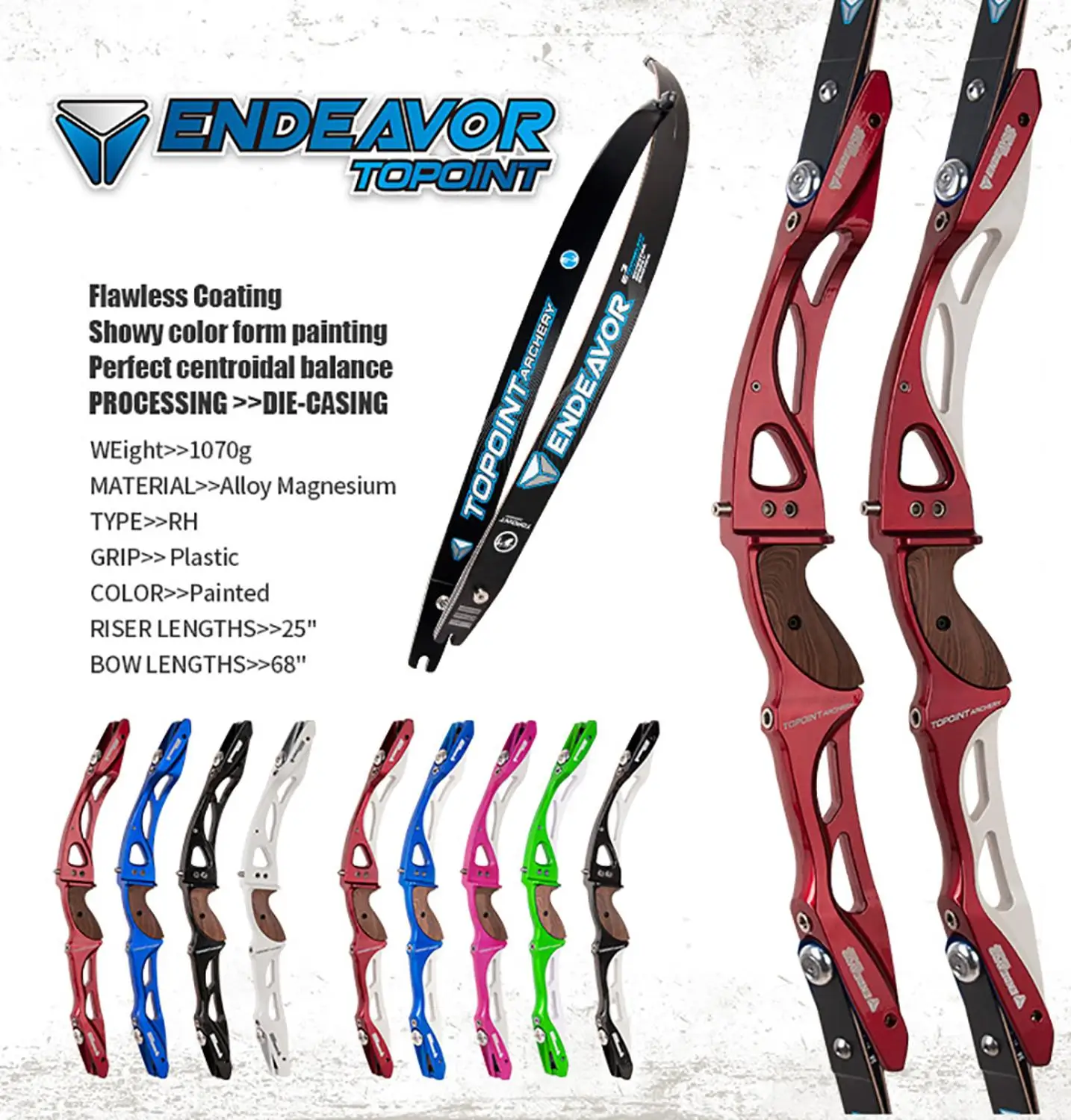 

68" Archery ENDEAVOR Competition Recurve Bow Package Aluminum Riser For Recurve Bow ILF Bow Device 18-44LBS Can Be Selected