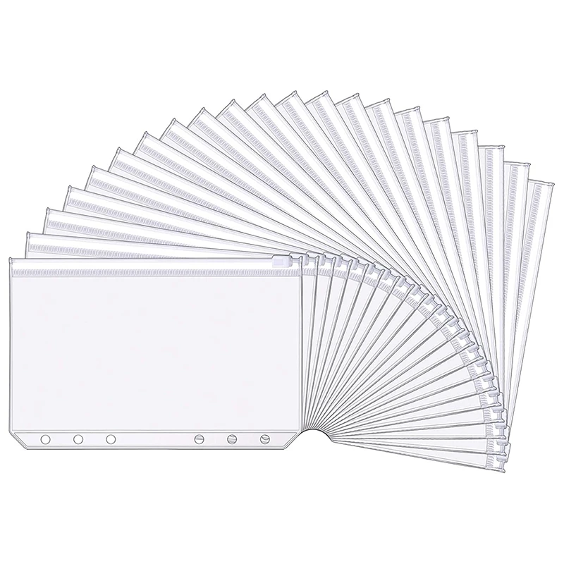 A6 Size 6 Holes Binder Pockets Zipper Folders Waterproof Loose Leaf Bags For Notebooks Cards (40) | Канцтовары для офиса и