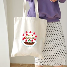 Вместительная сумка с принтом рождественских букв, рождественский подарок, женские сумки, Холщовая Сумка-тоут, дорожная Женская Эко сумка через плечо