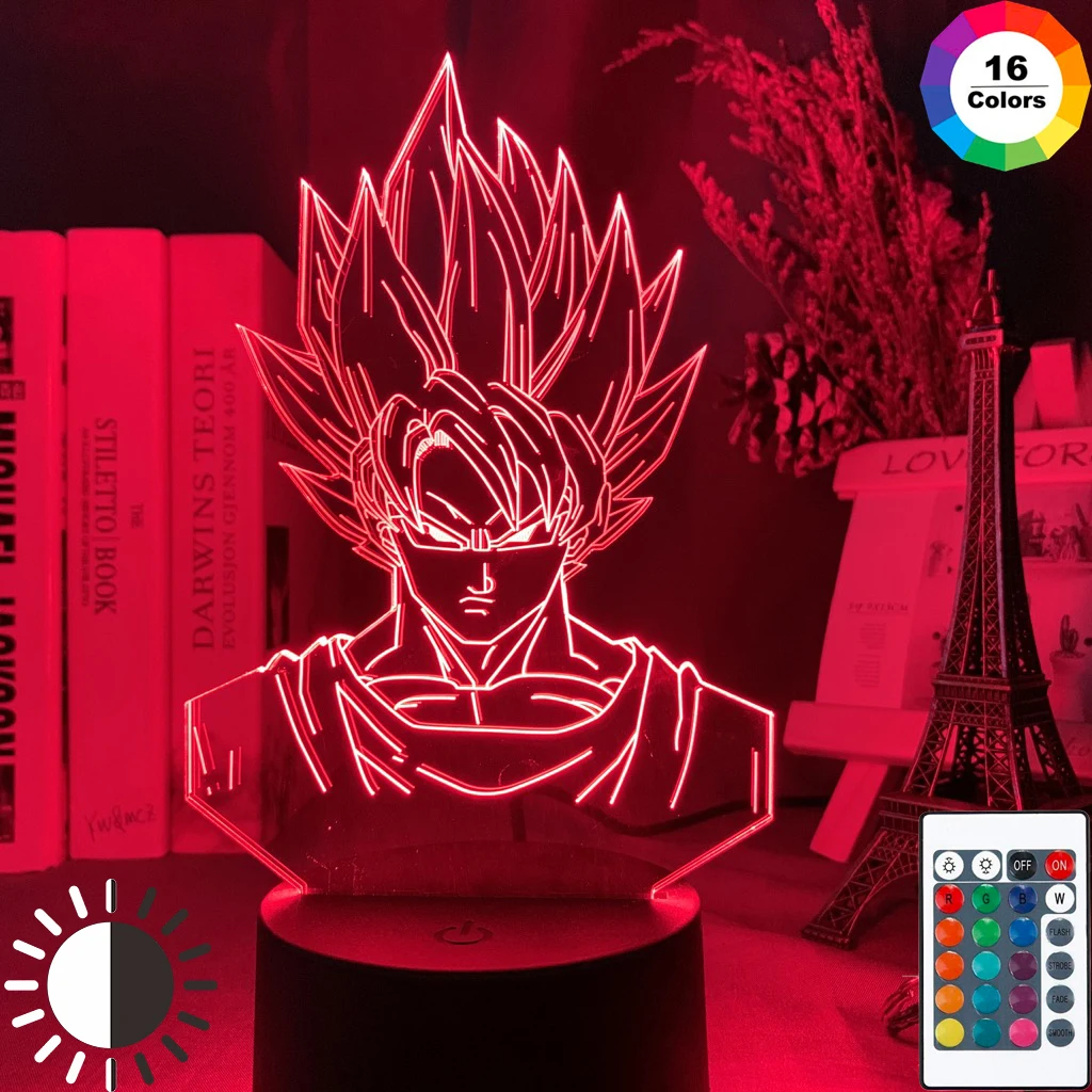 3d Led Ночник светильник Dragon Ball Goku фигурка супер сайяна для детей декор спальни