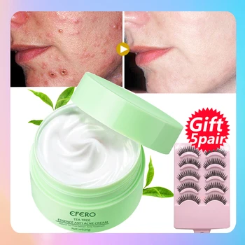 

EFERO Tea Tree Face Repair Face Cream Oil Control Shrink Pores Acne Treatment Remove Pimple Blackhead Moisturizing Face Cream