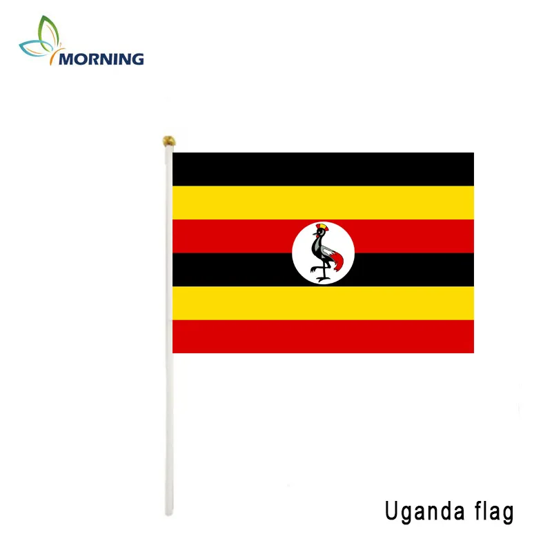 Утро 10 шт. Uganda14* 21 см Развевающийся Флаг - Цвет: Синяя и белая полоса