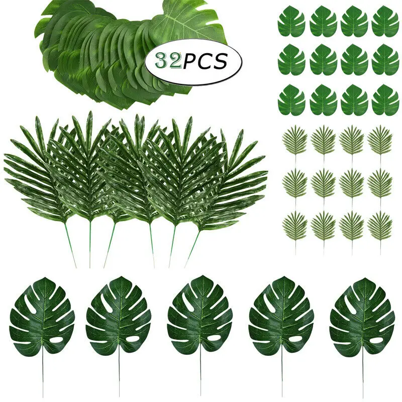 

1pc propsArtificial Green Fake Plant Palm Turtle Leaf Plastic Silk Fashion Artificial Leaves Household DIY Home garden decor