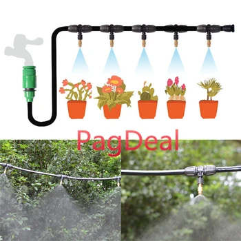 

8/11 Hose Strengthen Lock Atomizing Spray Outdoor Garden Watering Irrigation Mist Cooling Copper Sprinkler Nozzles System Kit