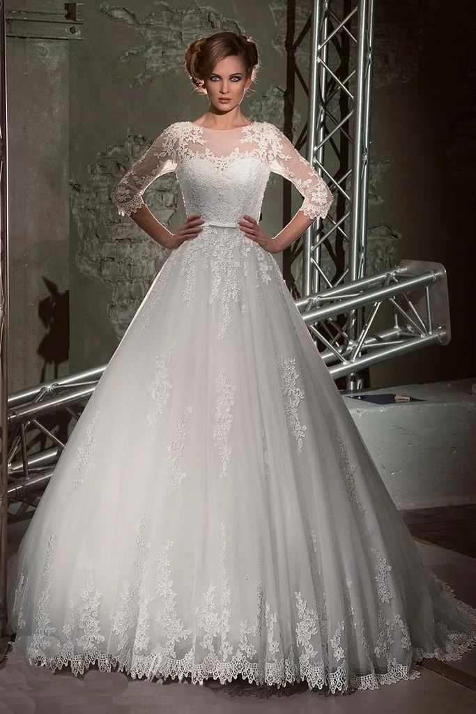 Robe De Mariage три четверти рукава Кружева Casamento винтажное свадебное платье Vestido De Novia Hot8 Мать невесты платья