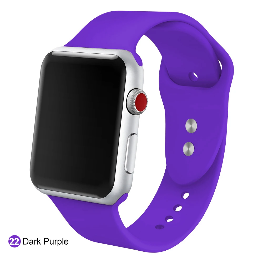 Dark purple Мягкий силиконовый сменный спортивный ремешок для 38 мм Apple Watch Series1 2 3 4 5 42 мм ремешок для наручных браслетов для iWatch Sports Edition - Цвет ремешка: Dark purple
