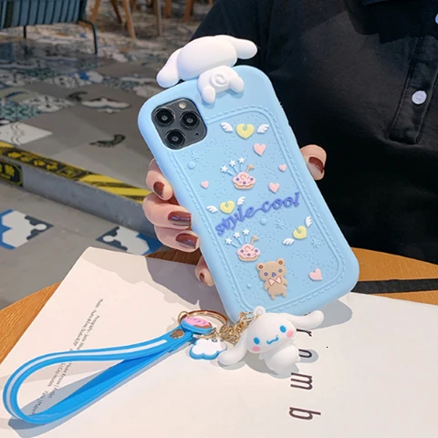 Short rope Милый 3D кукла мультфильм MyMelody ремешок чехол для телефона для iphone 11Pro Max чехол XR XS MAX 7 8 6 plus милые животные Мягкий силиконовый чехол - Цвет: Short rope