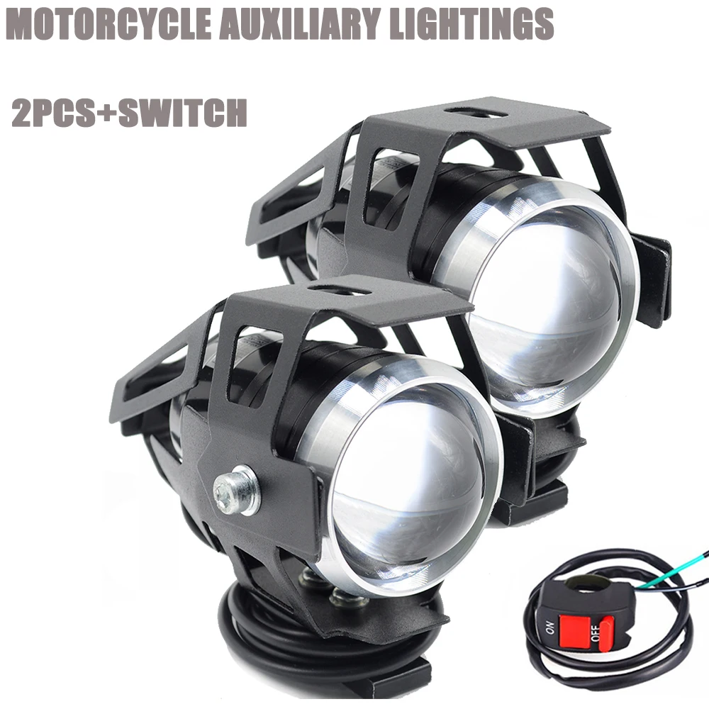 

U5 led Motorcycle Headlights Auxiliary Lamp For Yamaha Honda Ducati Kawasaki BMW Motorcross Spotlight 2pcs Fog Spot Head Light