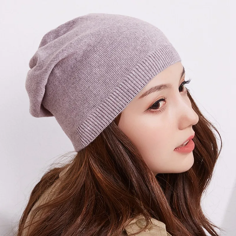 Зимняя женская уличная теплая хлопковая шапка простая Мягкая дышащая теплая вязаная шляпа