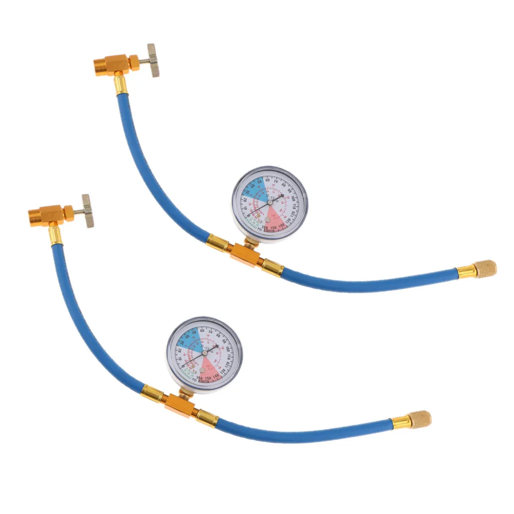 R134A to R12/R22 Car A/C Refrigerants Recharge Hose Pipe Gauge 350PSI 2 Pcs