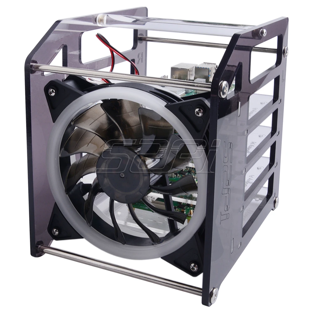 caso grande ventilador de refrigeração led rgb
