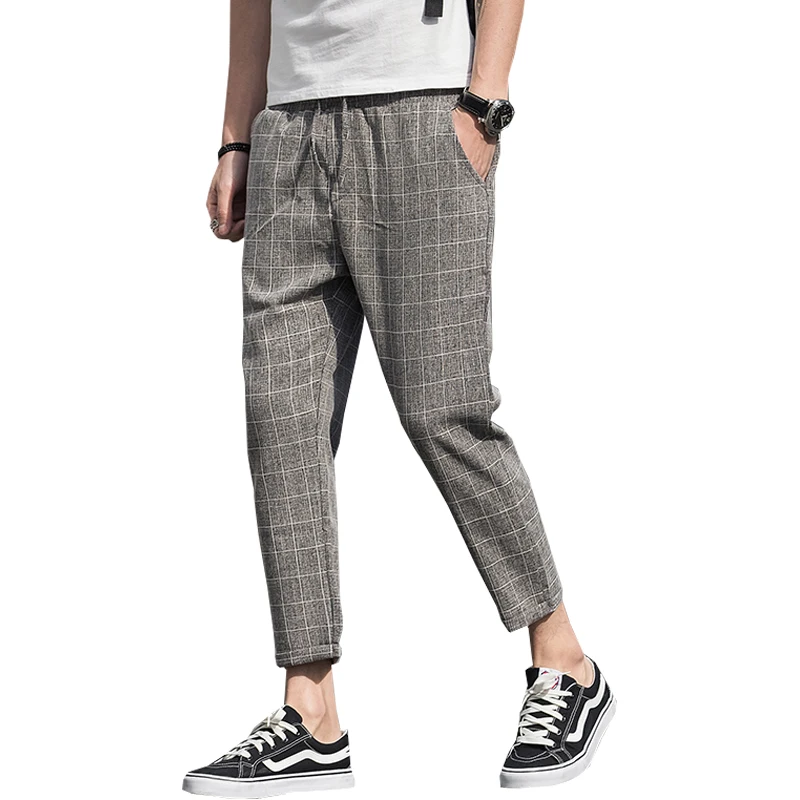 2020 Men's Casual Pants Summer Ankle-Length Plaid Slim Fit Business Casual Trousers Pantalon Homme 2020 Men's Casual Pants Summer Ankle-Length Plaid Slim Fit Business Casual Trousers Pantalon Homme