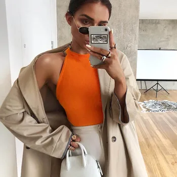 

Women Bodycon Slim Fitness Workout Sleeveless Clubwear Rompers Jumpsuits Off Shoulder Halter Solid Summer Bodysuit Outwear Tops