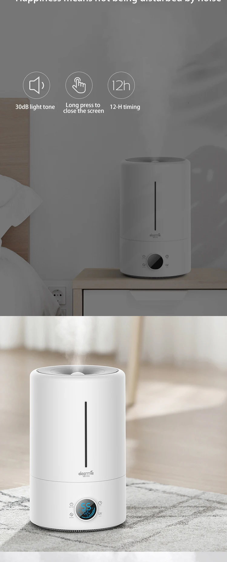 5L Xiaomi Deerma F628S увлажнитель УФ-лампа очистка воздуха увлажнитель воздуха спальня офис 12H синхронизация очистки воздуха сенсорная версия