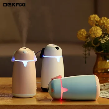 

DEKAXI 2019 NEW Mini Cute Dog Shape USB Humidifier Home Aroma Air Diffuser with LED night light Purifier for Office gift