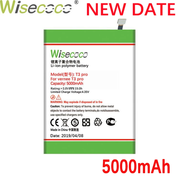 

WISECOCO 5000mAh NEW Battery For vernee T3 PRO battery Mobile Phone In Stock Latest Produce High Quality Battery+Tracking Number