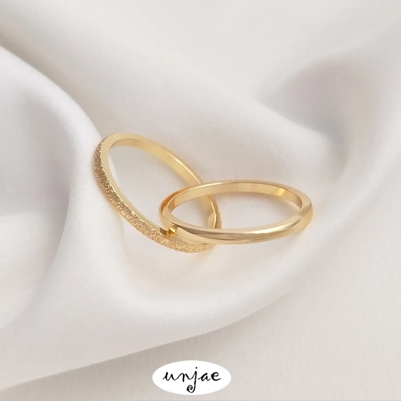 Custom protection ring 14K real gold flash sand bright face fashion simple wind not easy to fade combination | Украшения и